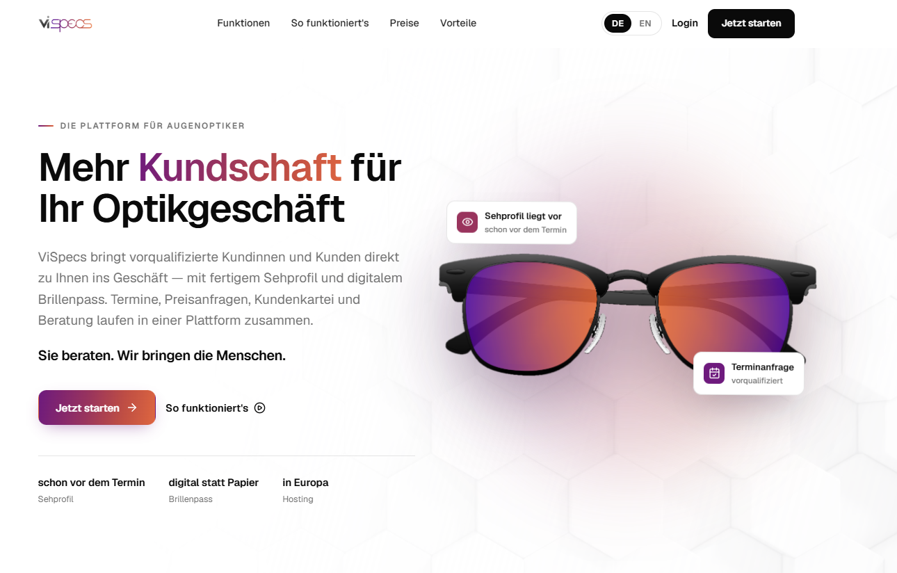 ViSpecs platform for opticians